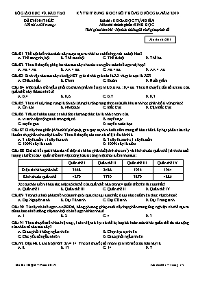 Đề thi trung học phổ thông Quốc gia môn Sinh học năm 2019 - Mã đề 201